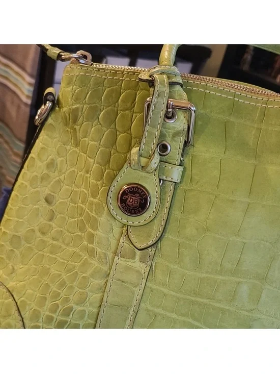 Vintage Dooney and Bourke, Lime Green Croc-Embossed Satchel Bag EUC - Picture 2 of 9